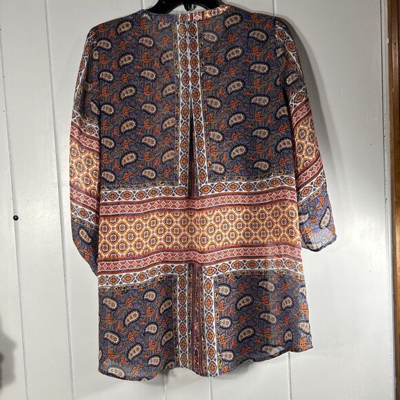 Fig and Flower Size Medium Anthropologie Boho Top Mixed Print Cottage Peasant - Picture 11 of 13